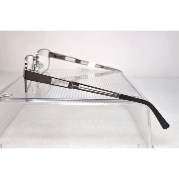 Rectangular Silver Metal Full Rim EasyTwist Polarized Clip-on Glasses 51-16-135 - Picture 3 of 13